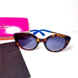 Kate Spade Norina Tortoiseshell & Blue Sunglasses with Case